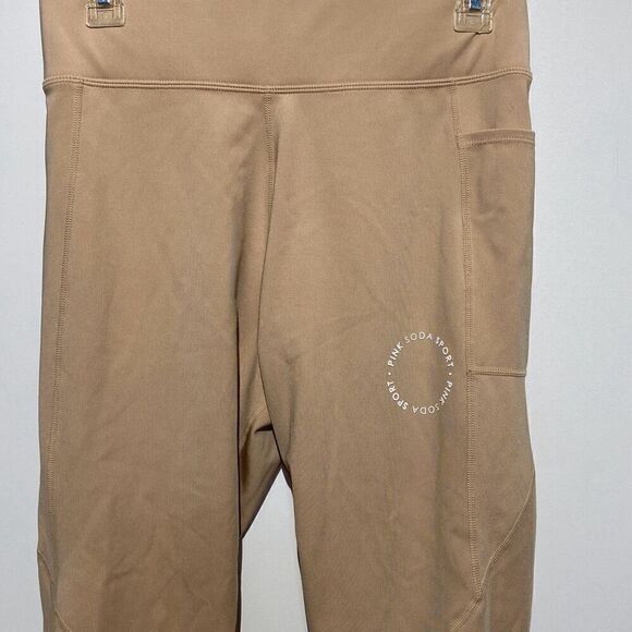 Pink Soda Sport Women's Nude Elastic Waistband High Waist Leggings Size Medium - Picture 1 of 12